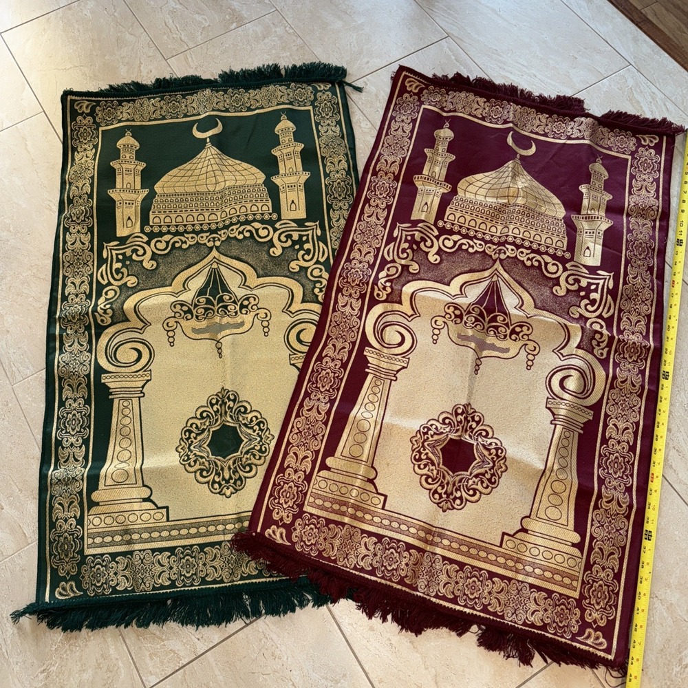 Turkish Islamic Wovan Prayer Rugs/ Mat 44 X 25 Double Sided Nice Fringe Edge4542